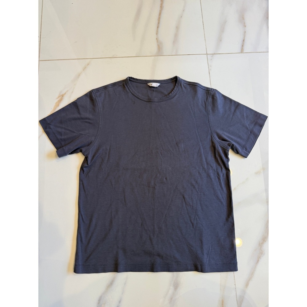 Calvin Klein Womens Crewneck T-Shirt Short Sleeve Charcoal Gray Slate Blue Small